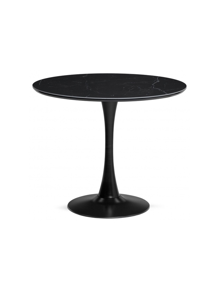 Керамический стол Тулип 90х74 черный мрамор / черный