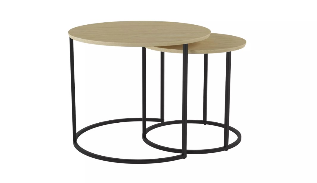 Орматек Стол журнальный Лесли (Металл + МДФ Черный/Дуб янтарный) 61x61