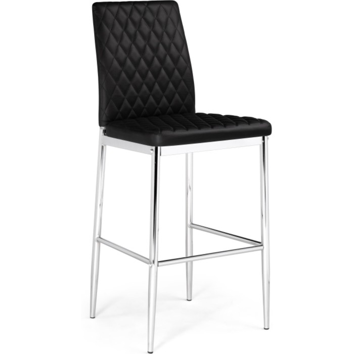 Стул барный Teon металл/экокожа, хром/черный 41x50x100 см