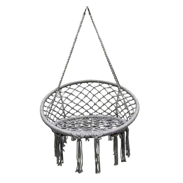 гамак-кресло подвесное GREY 0,8х0,6х1,2м серый сталь, хлопок, полиэстер (до 120кг)