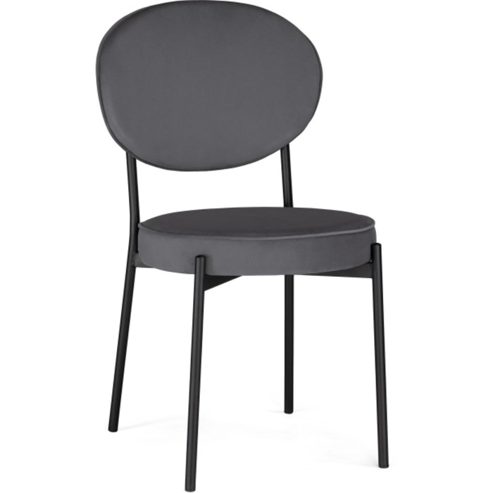 Стул на металлокаркасе Ройс металл/велюр, черный/антрацит 45x52x90 см