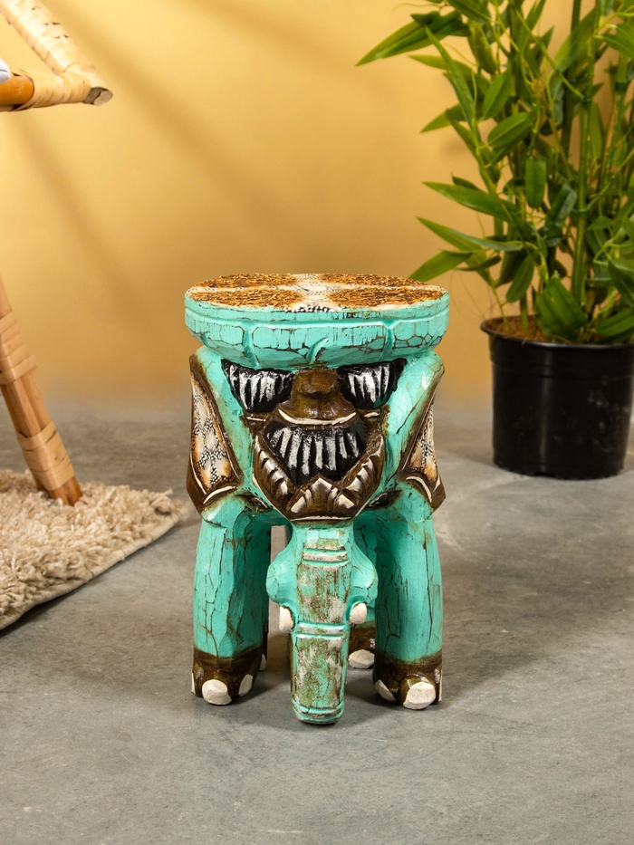 Табурет «Слон», 17×17×30 см, дерево, бирюзовый