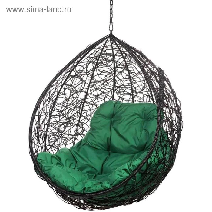 Кресло - кокон «Тропика», подвесное, с зелёной подушкой, чёрное