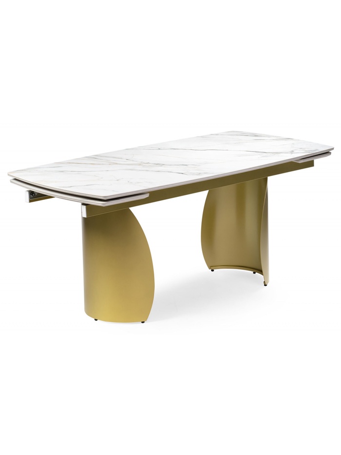 Керамический стол Готланд 180(240)х90х79 вяз скандинавский / золото