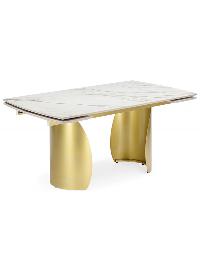 Керамический стол Готланд 160(220)x90 бежевый (fnz9206037) / золото