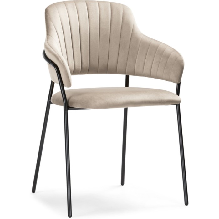 Стул на металлокаркасе Инклес металл/велюр, черный/бежевый 57x56x82 см