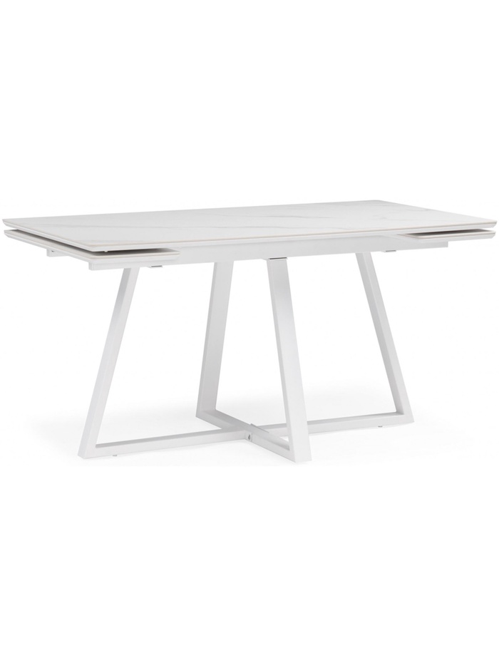 Керамический стол Памелла 140 (200) х 80 белый мрамор alpin white / snow white / белый