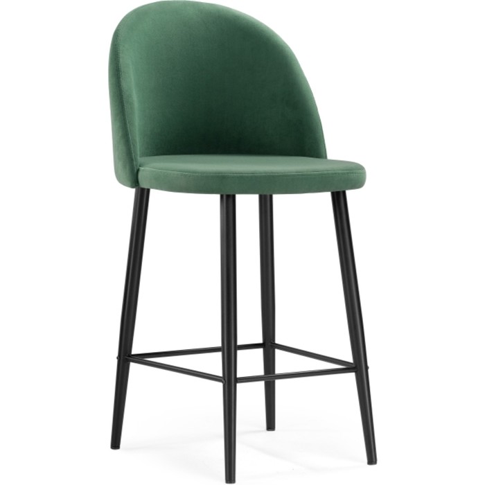 Стул барный Амизуре металл/велюр, черный/зеленый 48×53×95 см