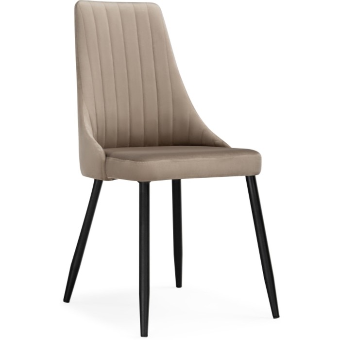 Стул на металлокаркасе Кора металл/велюр, черный/бежевый 49x60x95 см
