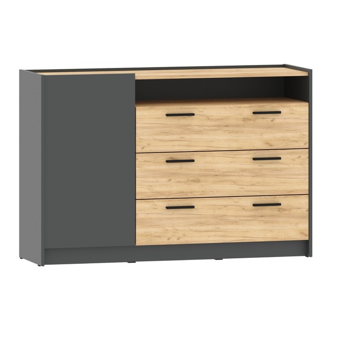 Комод напольный «Оттавия 011.59», 1350×400×904 мм, цвет антрацит/дуб крафт золотой