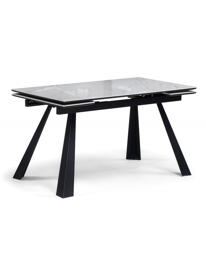 Керамический стол Маунт 140x80 белый мрамор / черный
