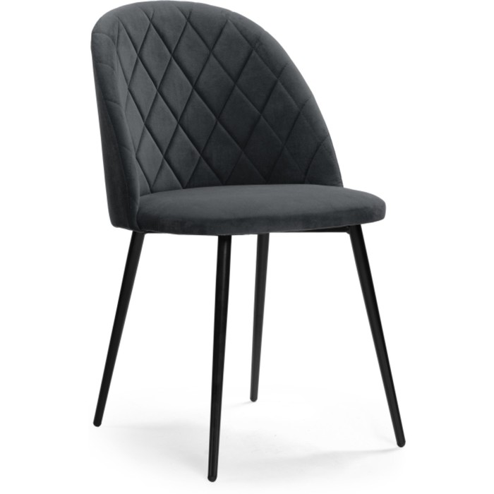 Стул на металлокаркасе Зест металл/велюр, черный/серый 50x54x81 см