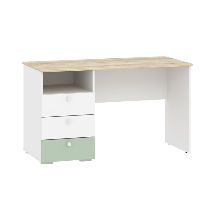 Стол письменный «Банни», 3 ящика, 1302×600×756 мм, цвет белый/дуб сонома/макарун МДФ