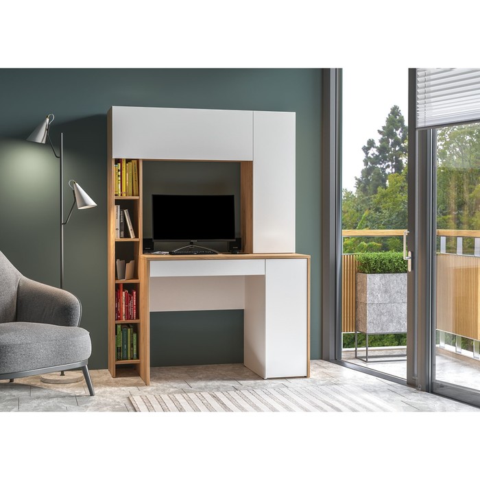 Стол компьютерный «Комфорт 12.71», 1167×602×1654 мм, цвет дуб золотой крафт/белая Аляска