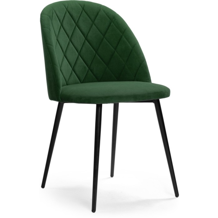 Стул на металлокаркасе Зест металл/велюр, черный/зеленый 50x54x81 см