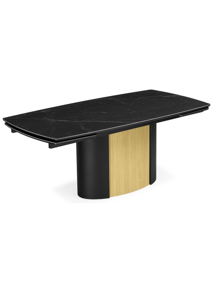 Керамический стол Бовер 180(220)x90 черный мрамор / черный / дуб натуральный