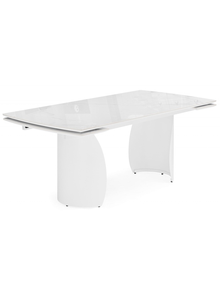 Керамический стол Готланд 180(240)x90 statuario titan gloss / белый