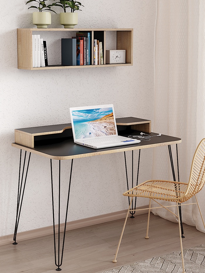 Стол письменный «Базис 3», с полкой, 1100×600×1518 мм, цвет чёрный