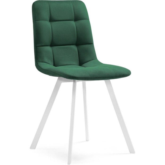 Стул на металлокаркасе Чилли металл/велюр, белый/зеленый 43,5x50x87,5 см