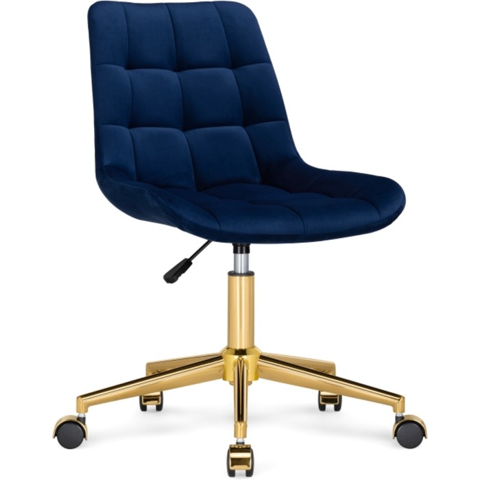 Компьютерное кресло Честер металл/велюр, золотой/синий 49x60x84 см