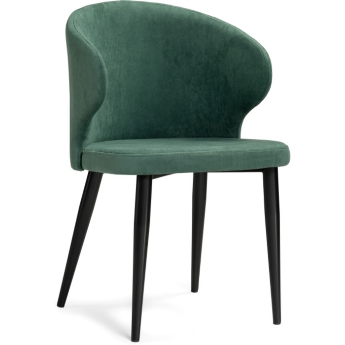 Стул на металлокаркасе Алсисар металл/велюр, черный/зеленый 52x58x81 см