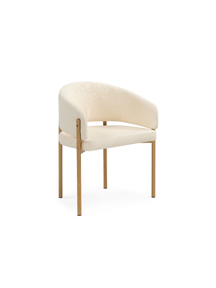 Стул на металлокаркасе Janin букле белый / цвет дерево