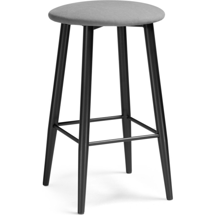 Стул барный Гангток катания сильвер металл/велюр, черный/серый 38x38x62 см