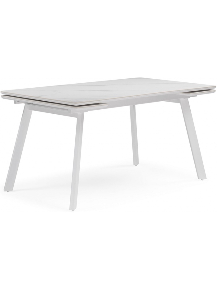 Керамический стол Норман 140 (200) х 80 белый мрамор alpin white / snow white / белый