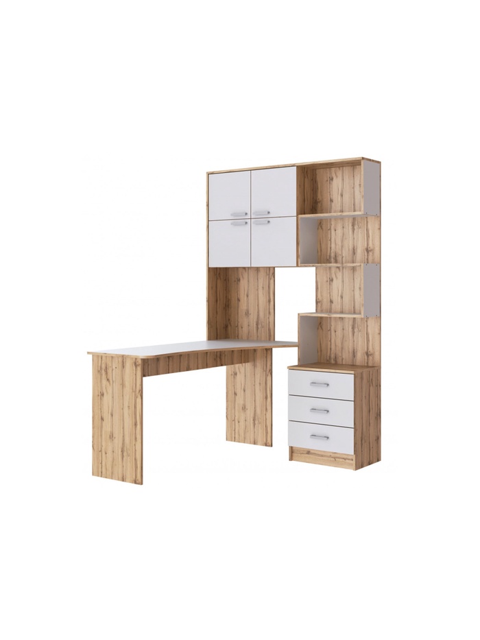 Стол компьютерный Ганор левый дуб вотан / белый