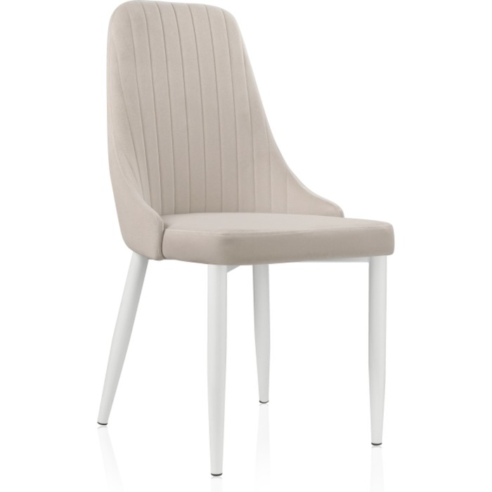 Стул на металлокаркасе Kora металл/велюр, белый/бежевый 47x57x89 см