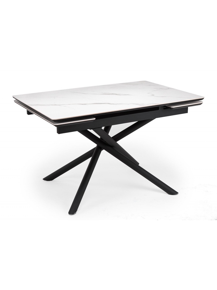 Керамический стол Мэриан 120(180)х80 snow alpin white / черный