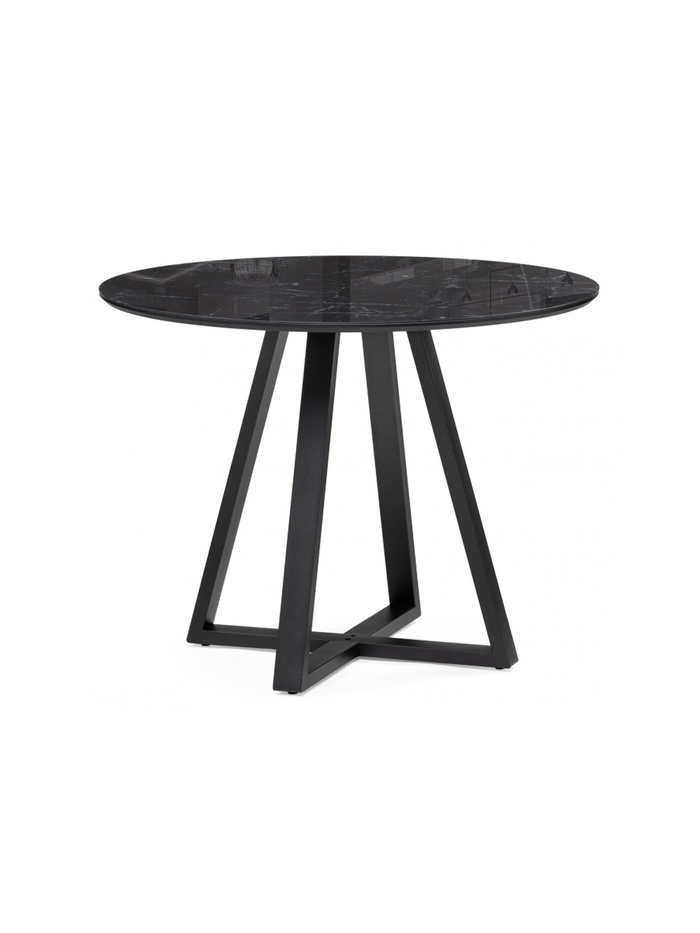 Стеклянный стол Норфолк 100 черный мрамор / черный