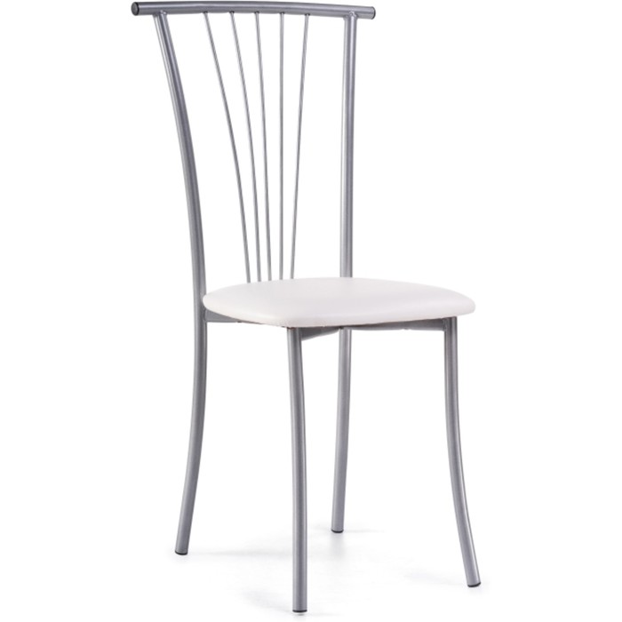 Стул на металлокаркасе Grigori металл/экокожа, серый/белый 40x50x93 см