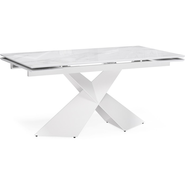 Стол стеклянный Хасселвуд металл, белый 90x160(220)x77 см