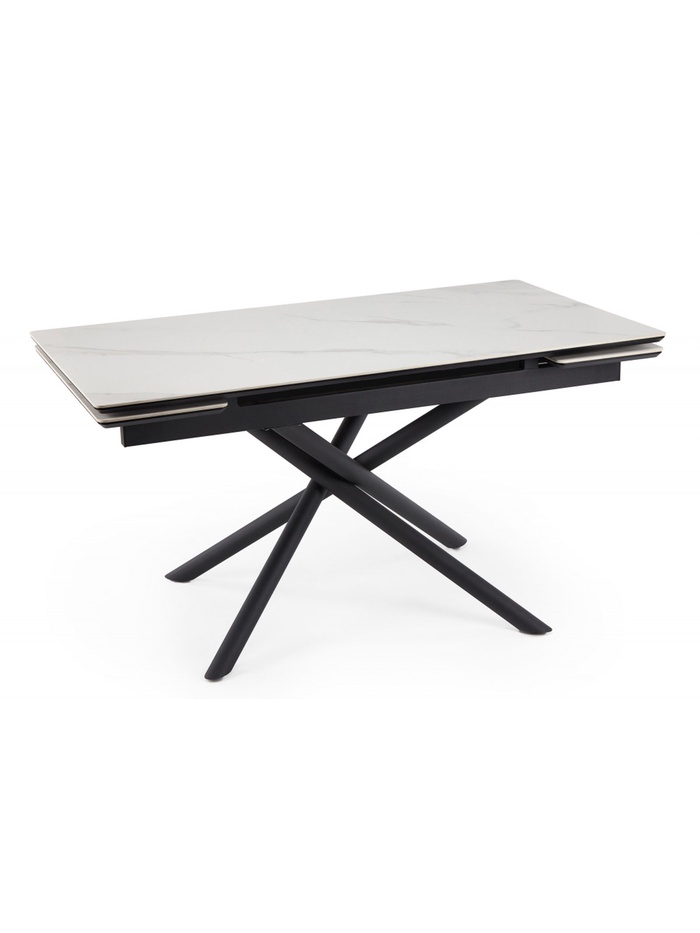 Керамический стол Мэриан 140 (200) х 80 snow alpin white / черный