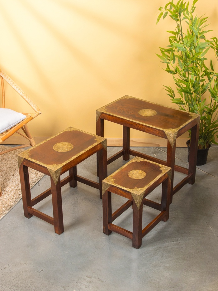 Табурет, 3 шт., 35×25×37.5 см, 48×30.3×45 см, 60×35×53 см, дерево