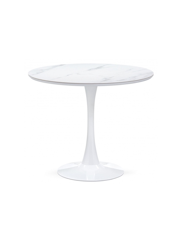 Керамический стол Тулип 90х74 белый мрамор / белый