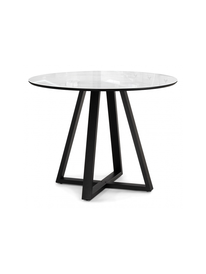 Стеклянный стол Норфолк 100 белый мрамор / черный