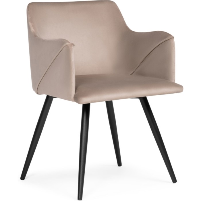 Стул на металлокаркасе Эджелл металл/ткань, черный/бежевый 53x53x86 см