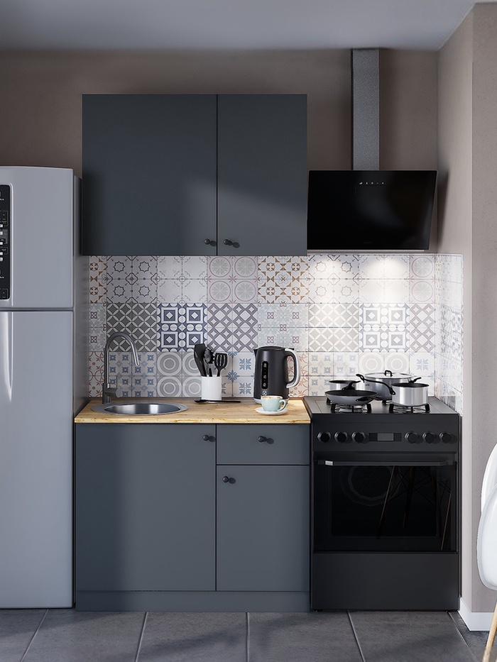 Кухонный гарнитур для маленькой кухни «Поинт», 1000×600 мм, цвет графит