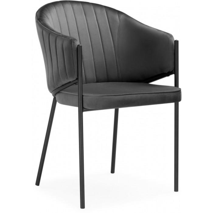 Стул на металлокаркасе Kortni dark металл/велюр, черный/серый 56x62x82 см