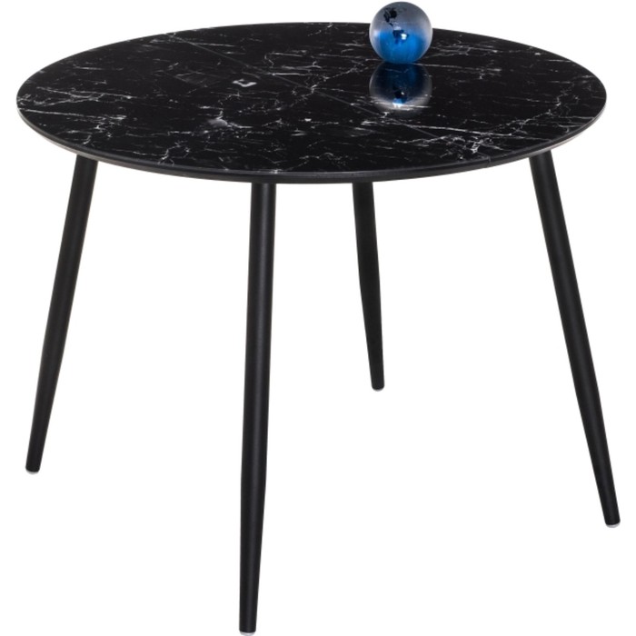 Стол стеклянный Кловис вставка стекло, металл, черный мрамор/черный 100x100x76 см