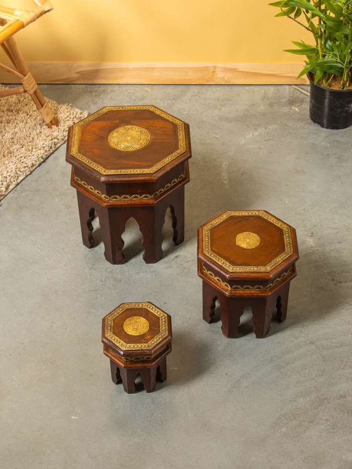 Табурет, 3 шт., 16×12.3×15.5 см, 24×20×22 см, 33×28×30 см, дерево