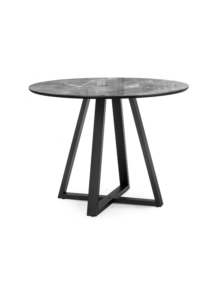 Стеклянный стол Норфолк 100 серый мрамор / черный