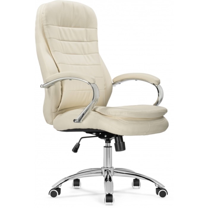 Кресло для руководителя Tomar металл/экокожа, хром/бежевый 68x68x119 см