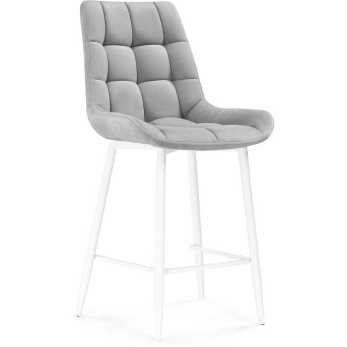 Стул барный Алст металл/велюр, белый/светло-серый 50x56x100 см