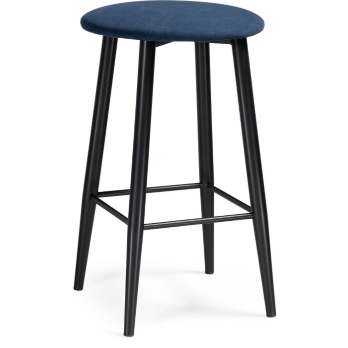 Стул барный Гангток металл/велюр, черный/синий 38x38x62 см