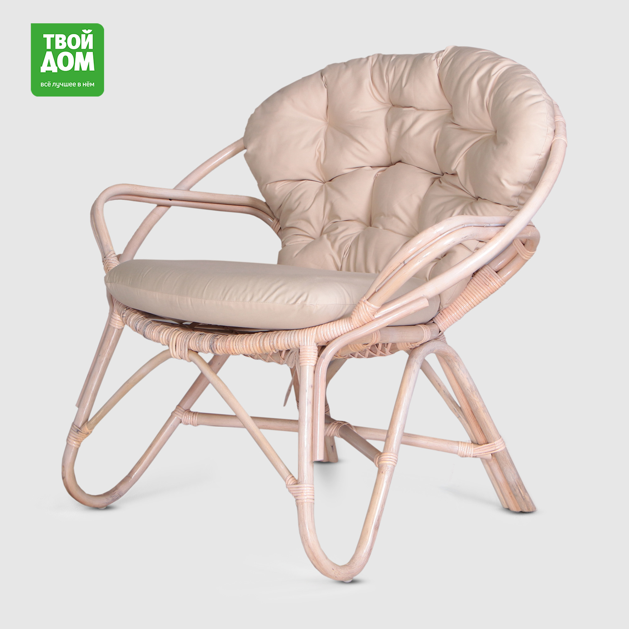 Кресло Rattan grand Comfort с подушкой white wash