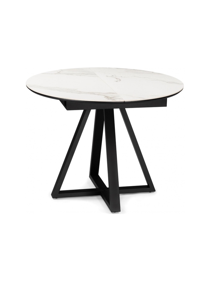 Керамический стол Нельсон 100(140)х100х76 alpine white / черный