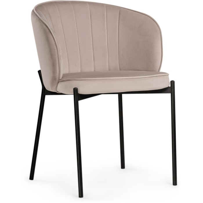Стул на металлокаркасе Нейл металл/велюр, черный/латте 58x54x80 см